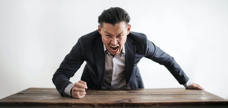 a man yelling in rage