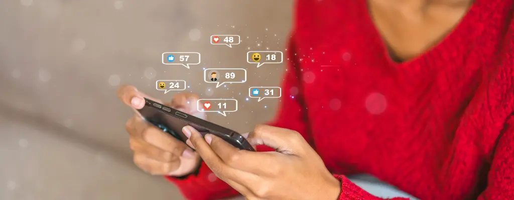 using social media on a phone