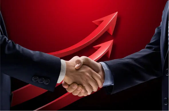 A business client shaking hands with a business process outsourcing provider 