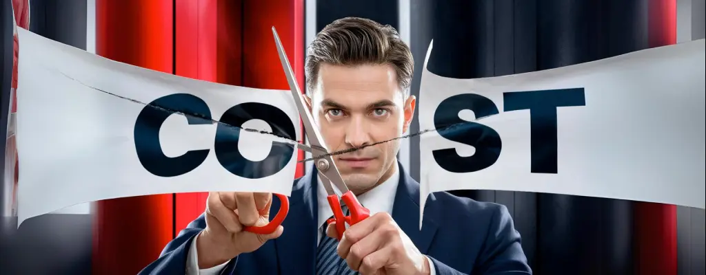 An outsourcing agent holding scissors, showing how outsourcing cuts operational costs