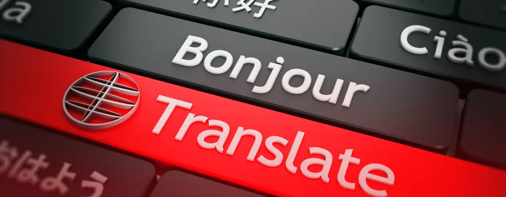 Keyboard with different languages with the word “translate”